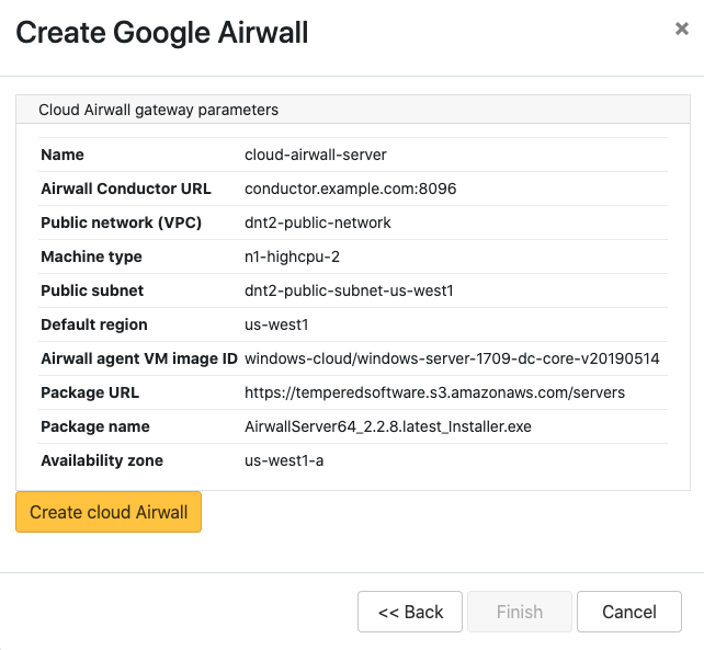 Check your summary and click Create cloud Airwall