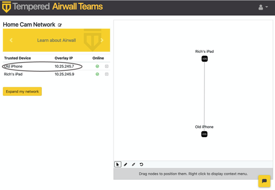 Get the Overlay IP for your home PC from the Airwall Teams page