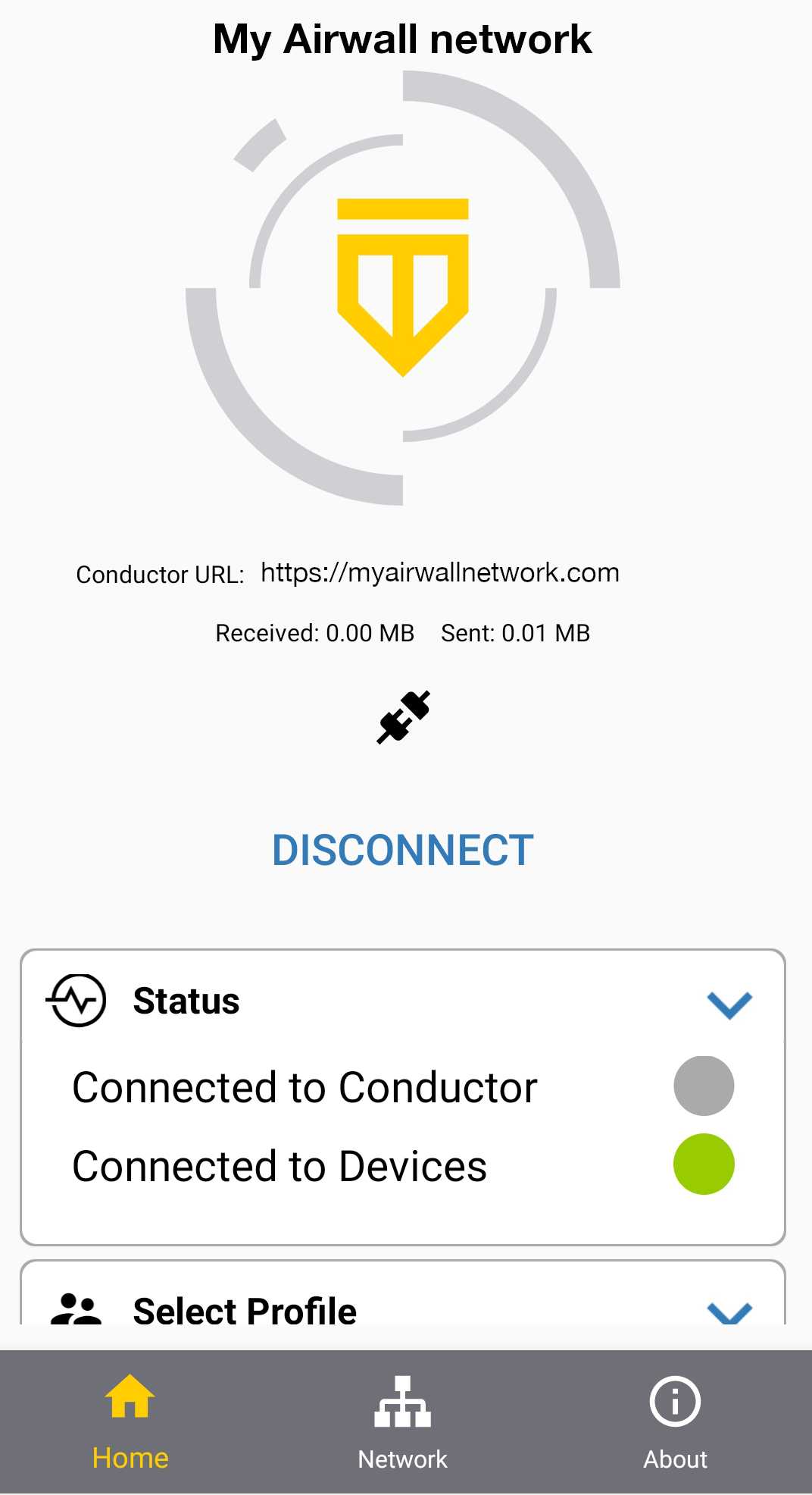 Status showing Disconnected mode - not connected to Conductor and still connected to devices