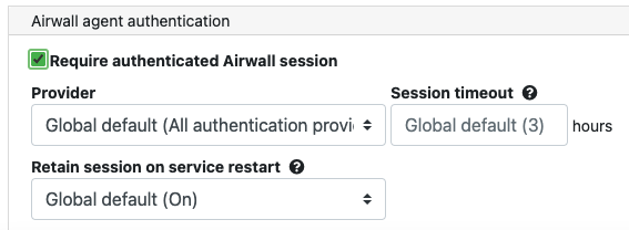 Requiring authenticated sessions for an Airwall Agent or Server on the People page