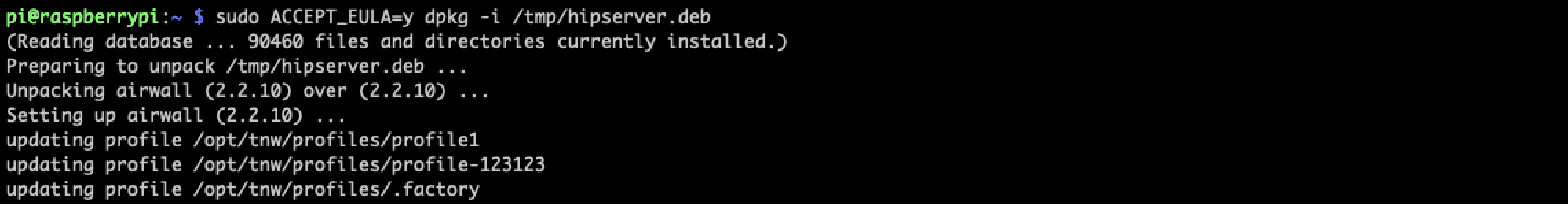 sudo ACCEPT command and results in a terminal window