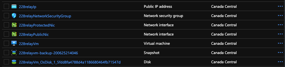 Snapshot object in the Azure resource group