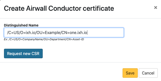 Create Airwall Conductor certificate - request a new CSR