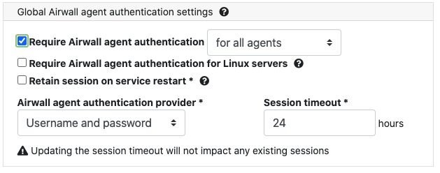 pre v3.0 – Global Airwall agent authentication settings