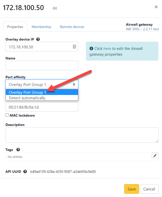 Select port affinity on the local device for your packet analyzer