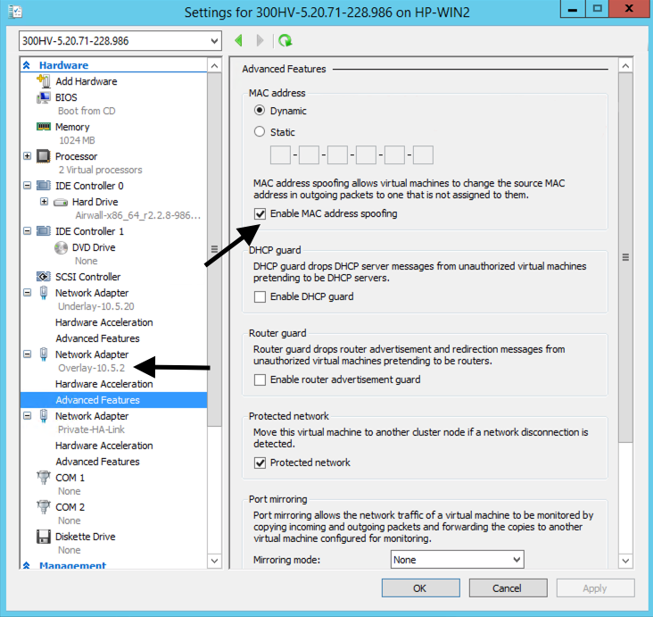 Check Enable MAC address spoofing in the Network Adapter on Hyper-V